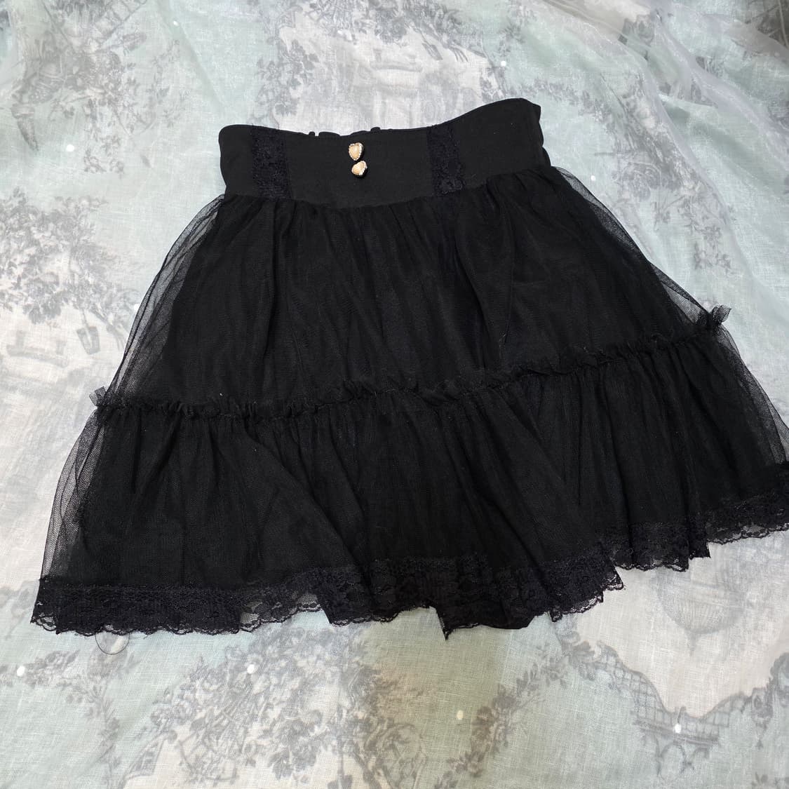 빈티지 고딕 화이트 리본 로걀 스커트  공겜여주 세트 갸루일브히메갸루 상품이미지9