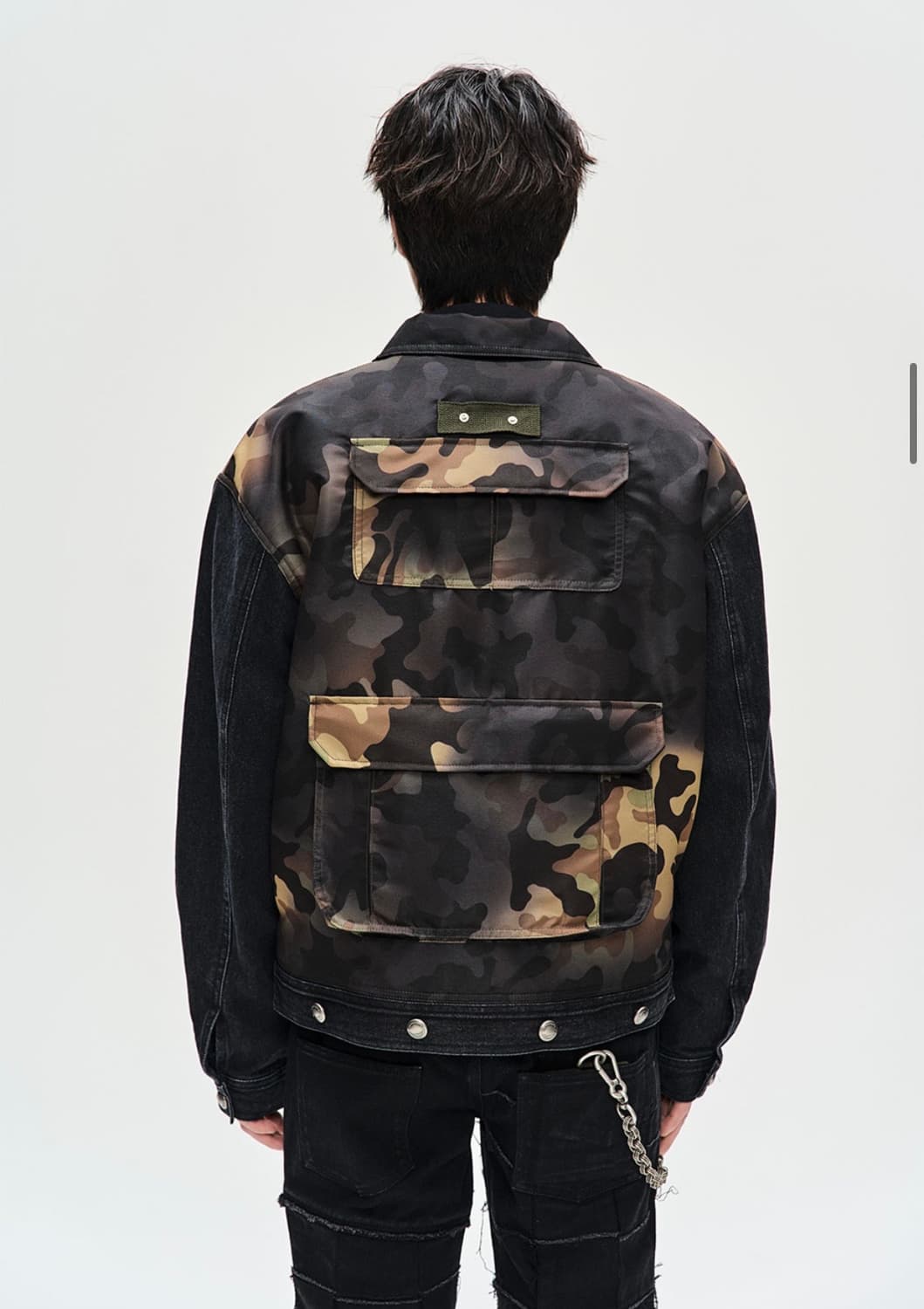 Camouflage Zip-Up Denim Jacket Black 상품이미지3