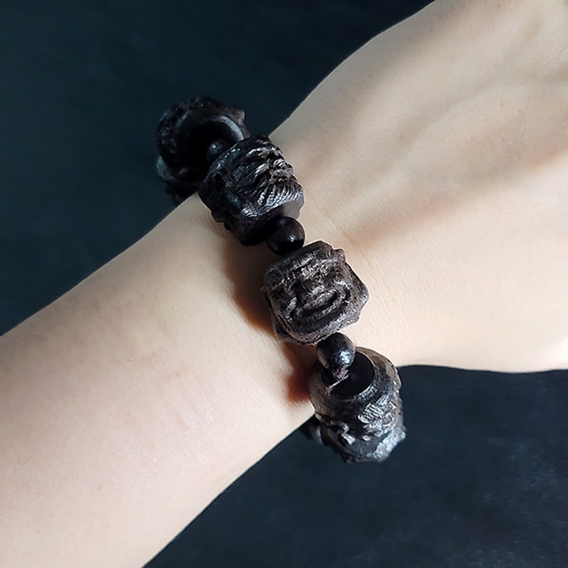 십팔나한 백단향 20mm 남자 소품 부처님 얼굴 불교 염주 팔찌 상품이미지5