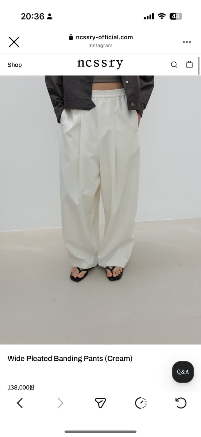 네세서리 Wide Pleated Banding Pants (Cream) 상품이미지4