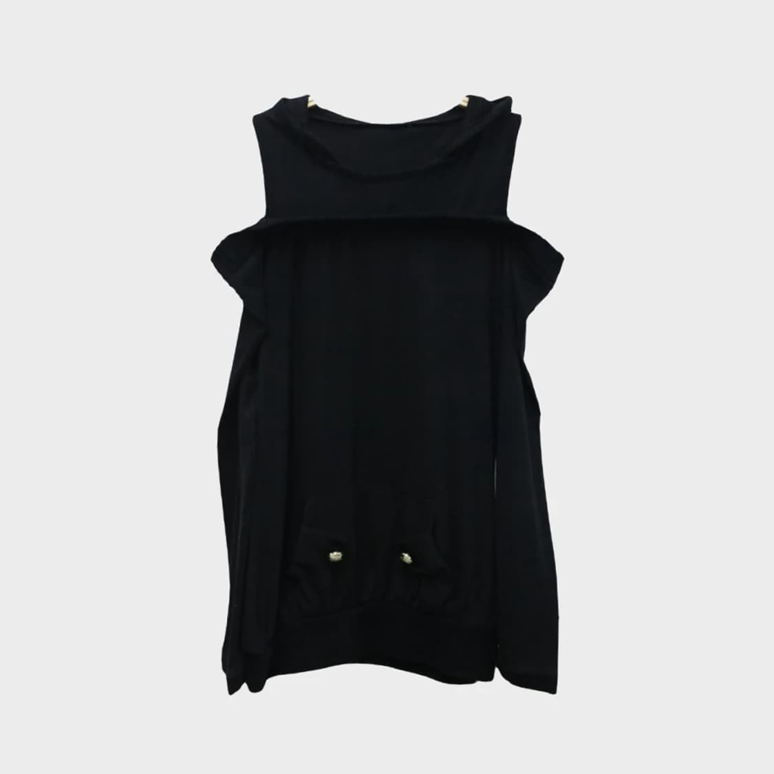 JANISS 블랙 오프숄더 후드티 61158 상품이미지1