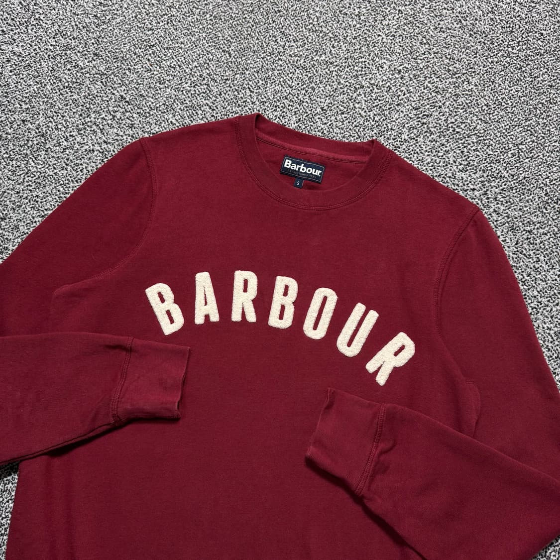 Name : 바버 스펠아웃로고 버건디 맨투맨 :)  상품이미지2