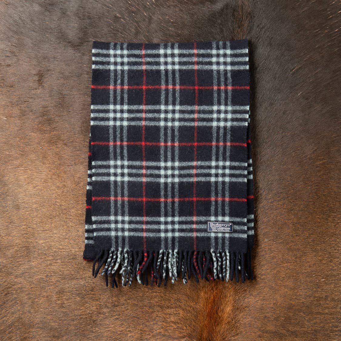 [정품] 90s 버버리 Burberrys 램스울 머플러 노바체크 네이비  상품이미지1