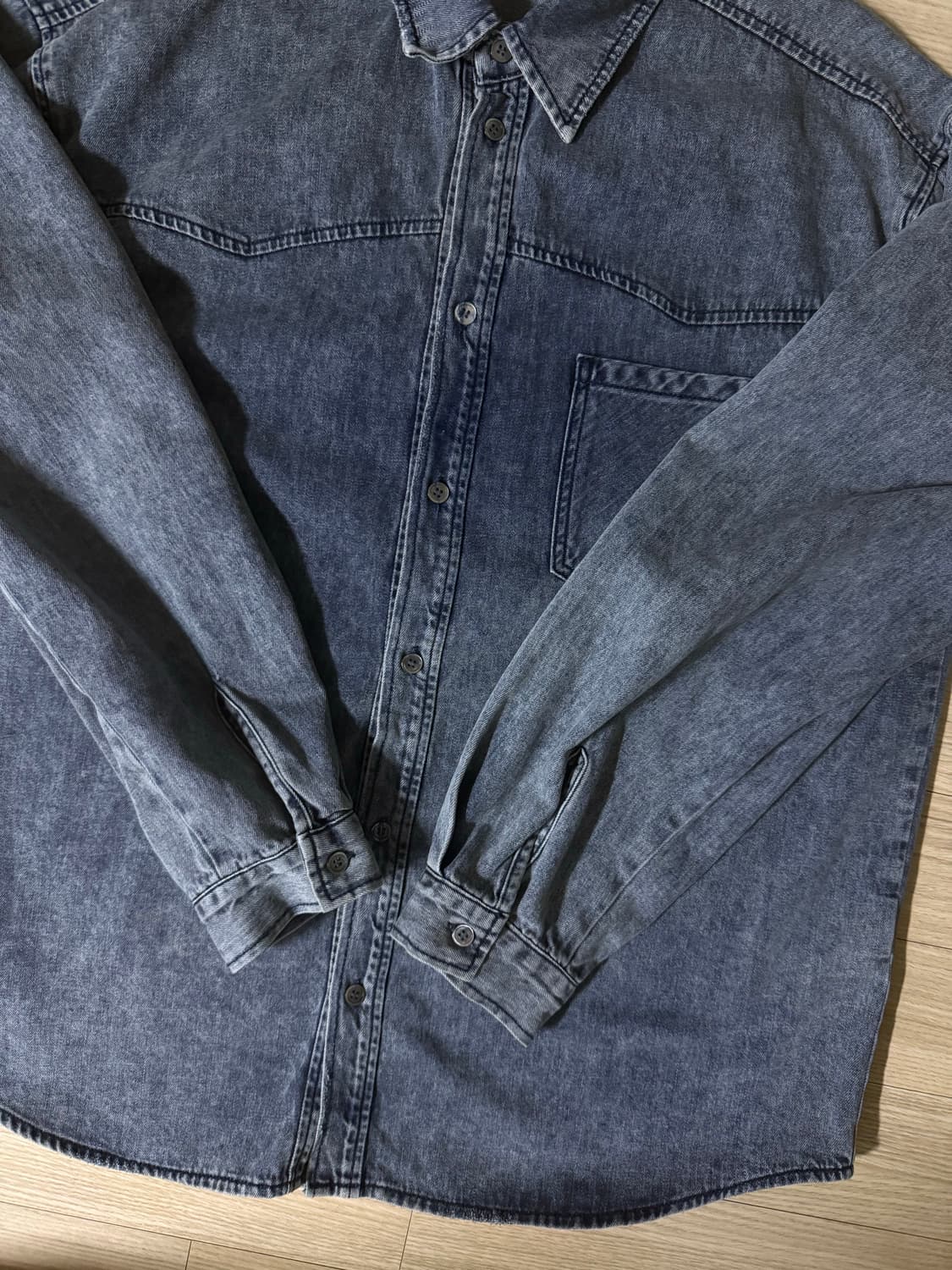 999휴머니티 데미지 웨스턴 데님 셔츠 / 다운 인디고 L 상품이미지4