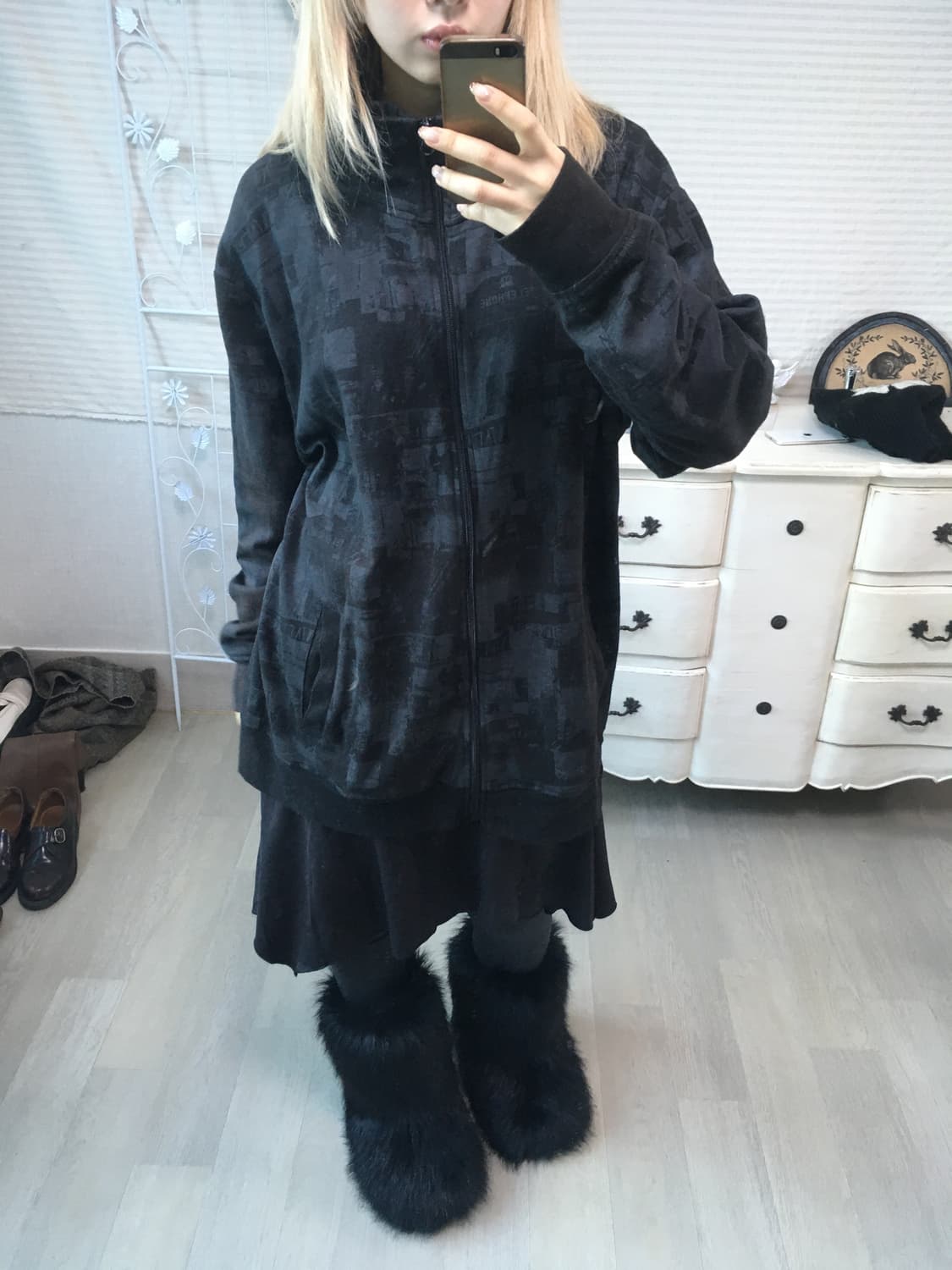 일본빈티지 y2k 블랙 패턴 집업  상품이미지2