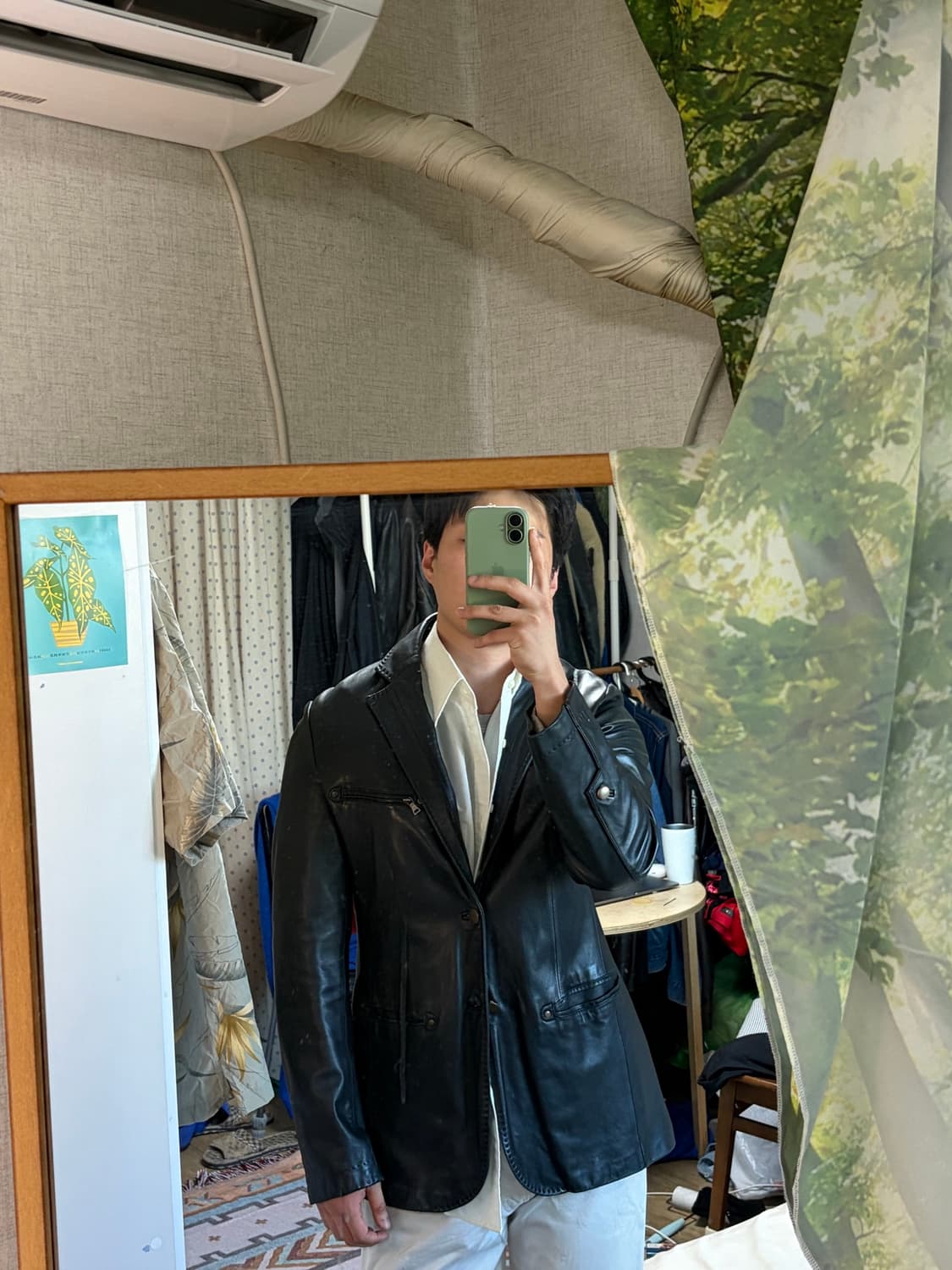 105) 크리스찬 라크르와 옴므 이태리 양가죽 레더 블레이저 자켓 상품이미지10