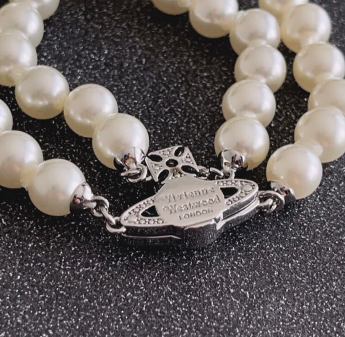 비비안웨스트우드 아카이브 진주펄 크리스탈 orb 2단 레이어 팔찌 상품이미지3