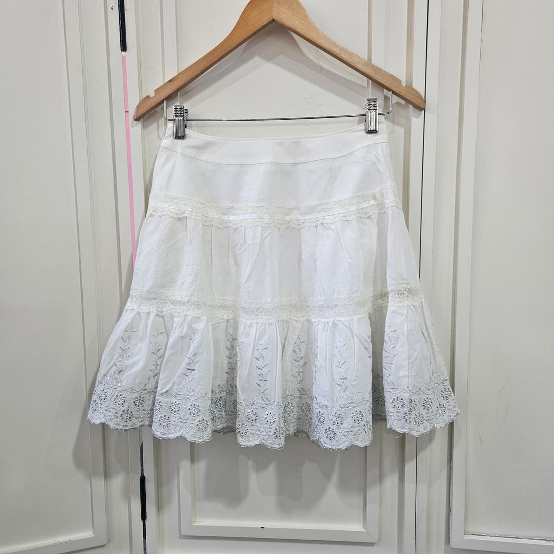 화이트 코튼 자수 레이스 스커트 상품이미지4