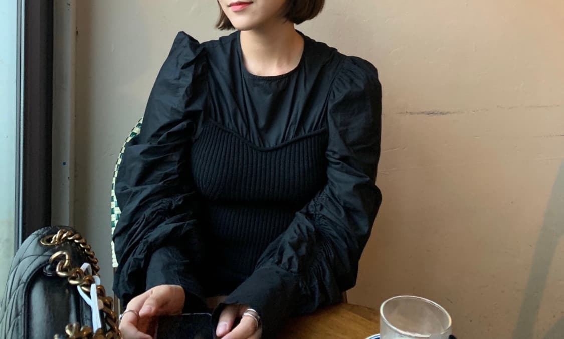 자라 블랙 퍼프 니트 뷔스티에 블라우스 상품이미지2