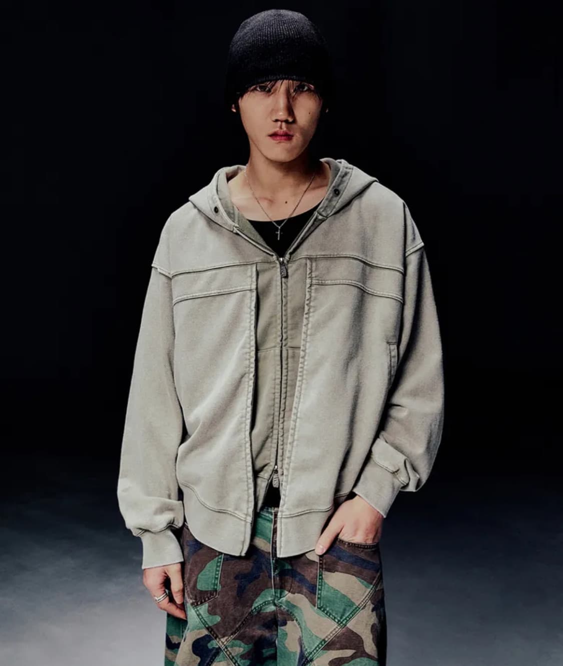 노매뉴얼 VINTAGE LAYER HOODED ZIP-UP  상품이미지2