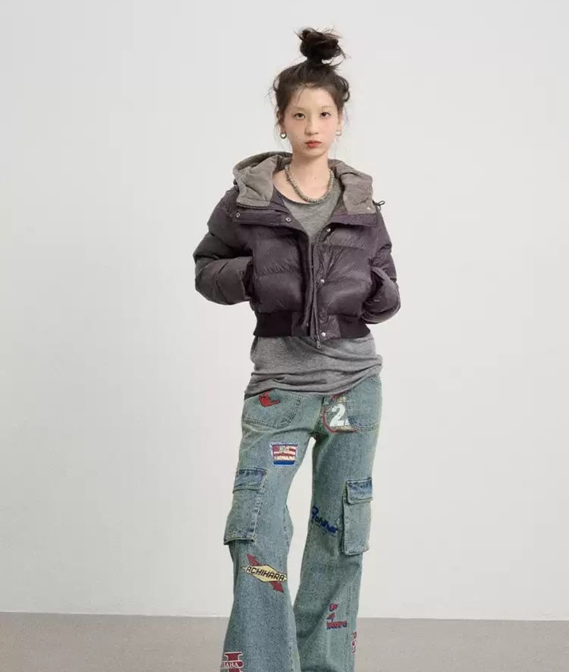 아키하라 숏패딩 퍼플 상품이미지2