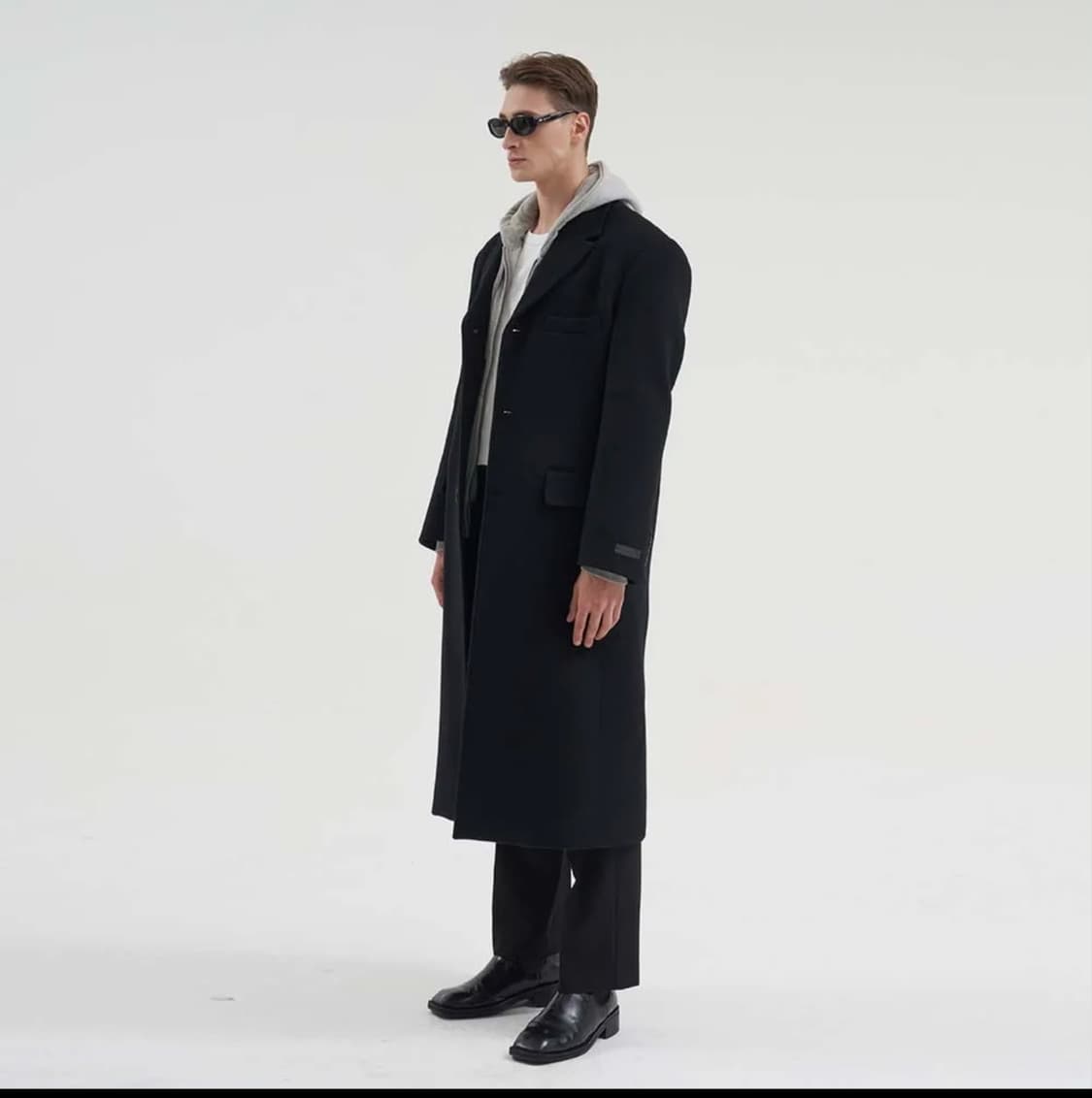 (최영) 오버사이즈 체스터 필드 코트 블랙 상품이미지3
