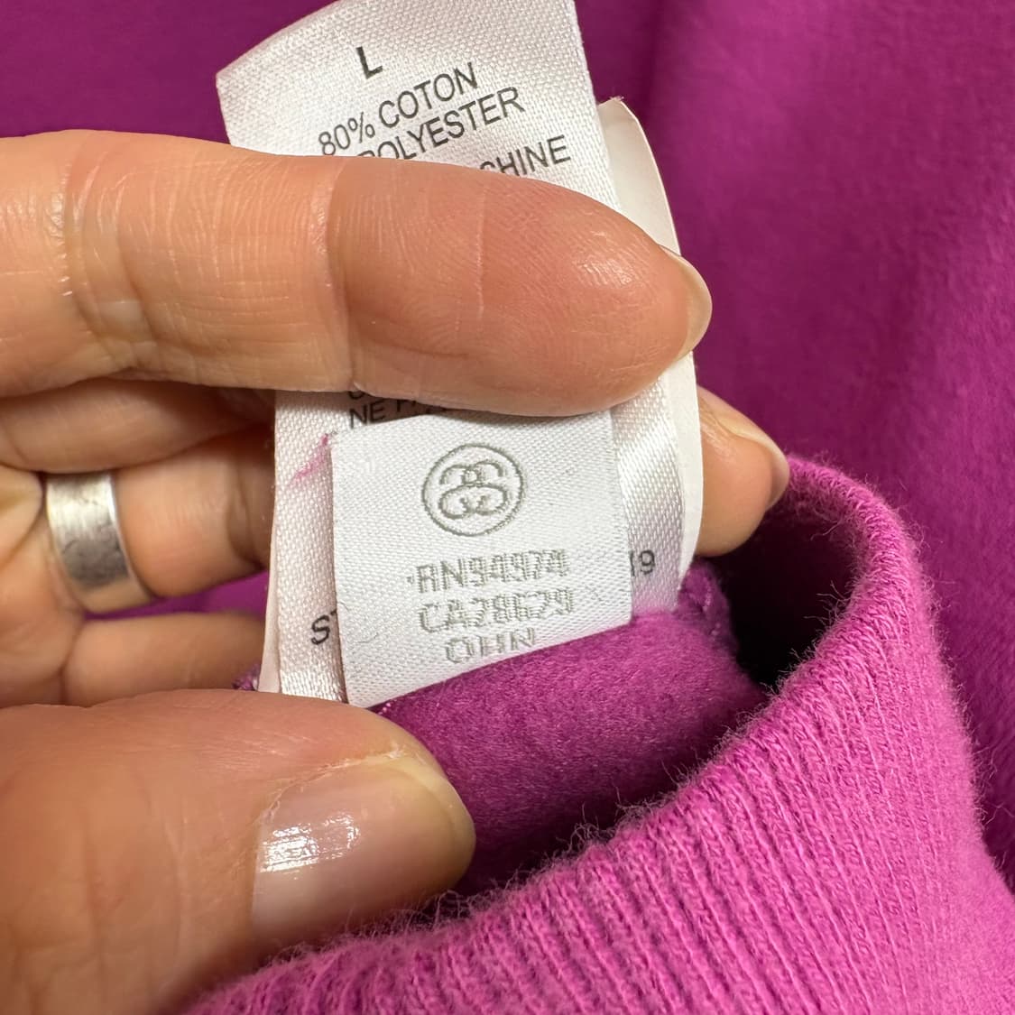 Stussy 스투시 마젠타 베이직 크루넥 스웻 맨투맨 L 상품이미지4