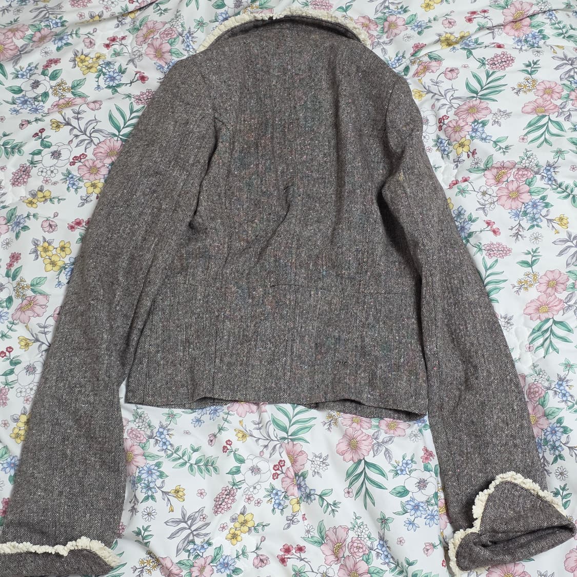 교판/고전 리즈리사)일본빈티지 트위드 라떼히메갸루로리타 코사지 자켓마이 상품이미지6