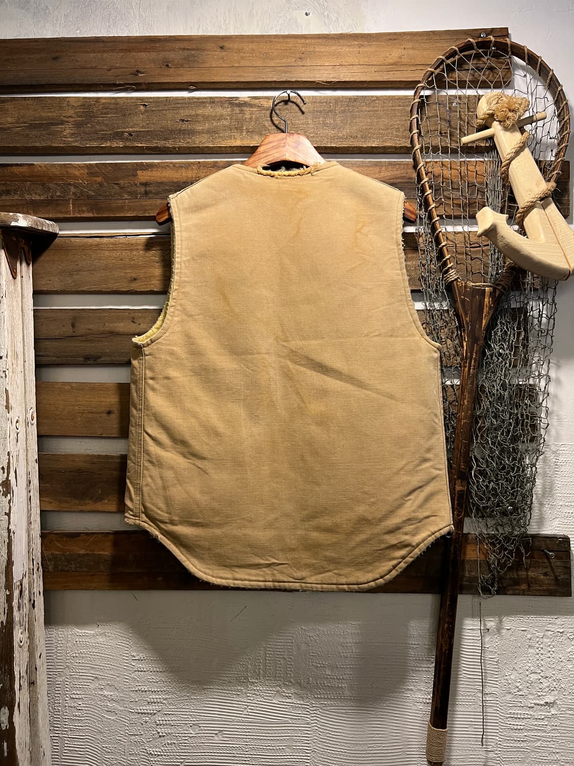 [M]80's 칼하트 Made in USA 더티워싱 브라운 워크 베스트 상품이미지7