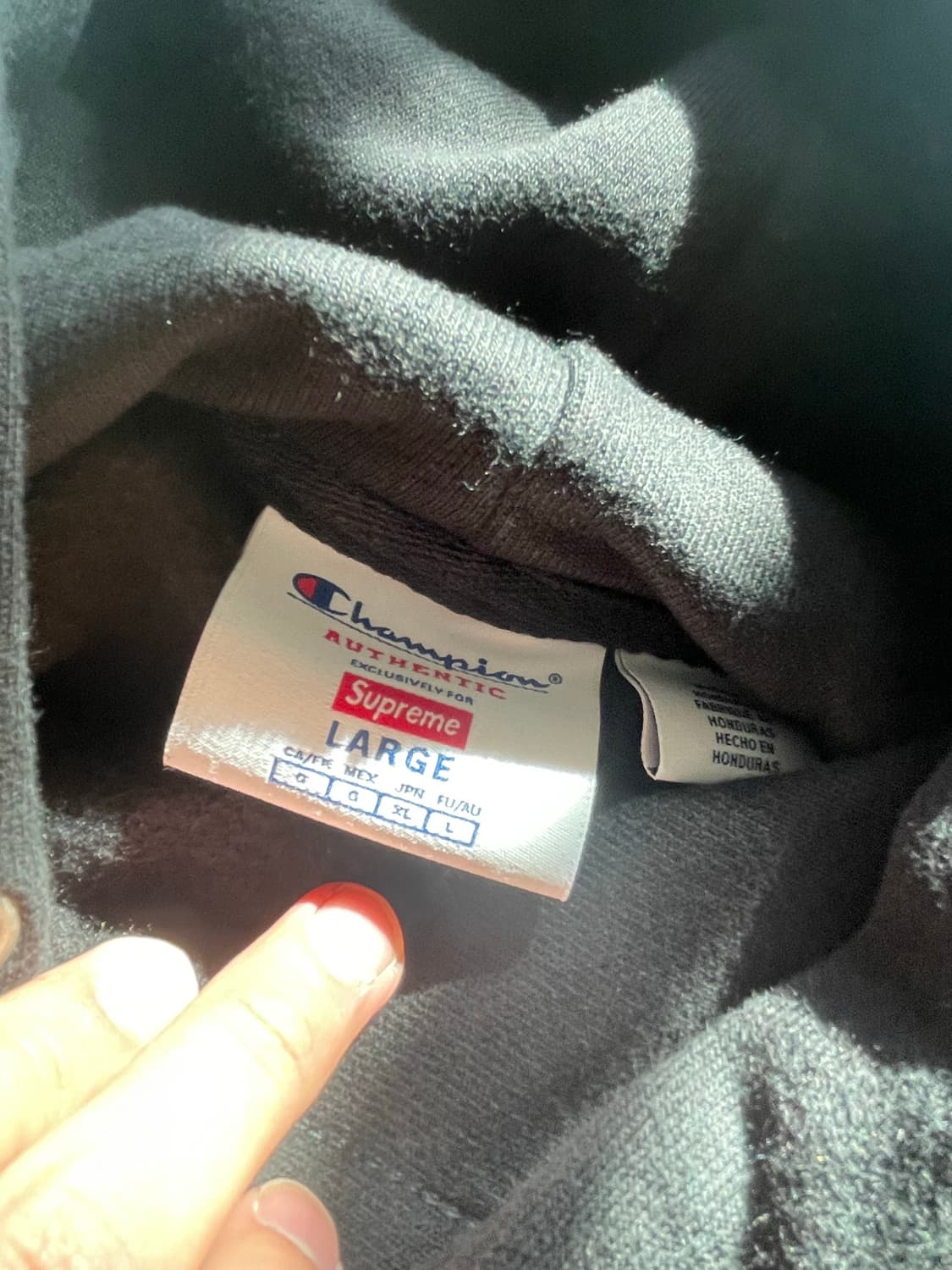 슈프림x 챔피온 후드 스웨트셔츠 블랙 L 상품이미지4