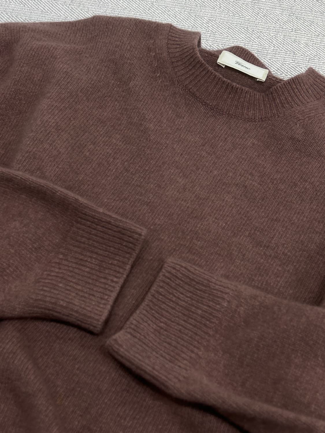 베르노 Verno 폭스 울 라운드 니트 남성 L 상품이미지7