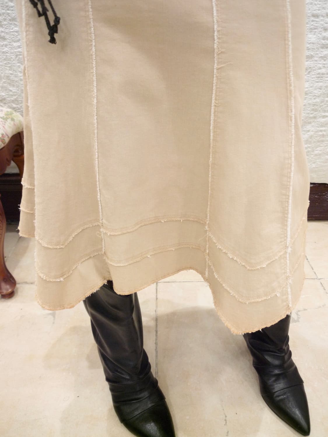 Lined ivory midi skirt 상품이미지4