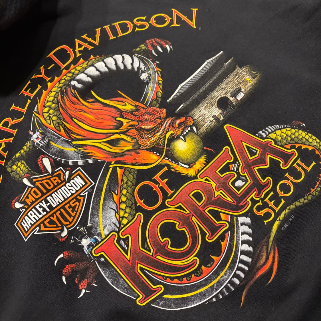 [M] 할리데이비슨 블랙 후드집업 코리아 서울 드래곤 C521 상품이미지4