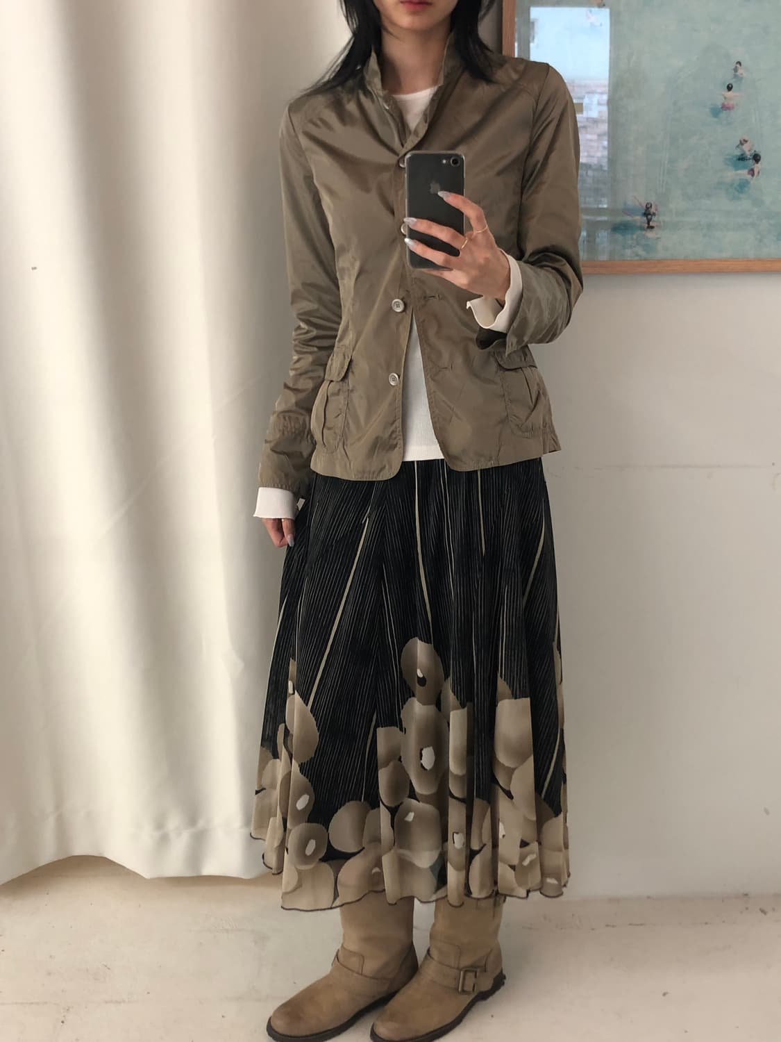 일본빈티지 플라워 맥시롱스커트 상품이미지4