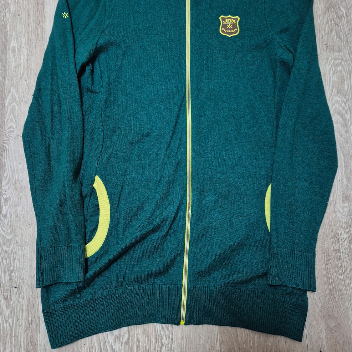 JDX 여성 골프웨어 자수 로고 와펜 후드 니트집업 L(100) 상품이미지3