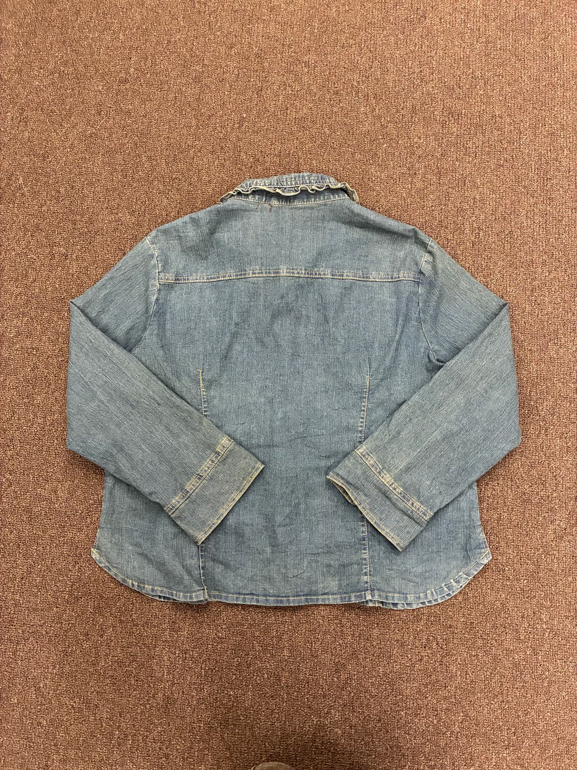 3L)Japanese vintage 여성 프릴 디테일 데님 셔츠 상품이미지7