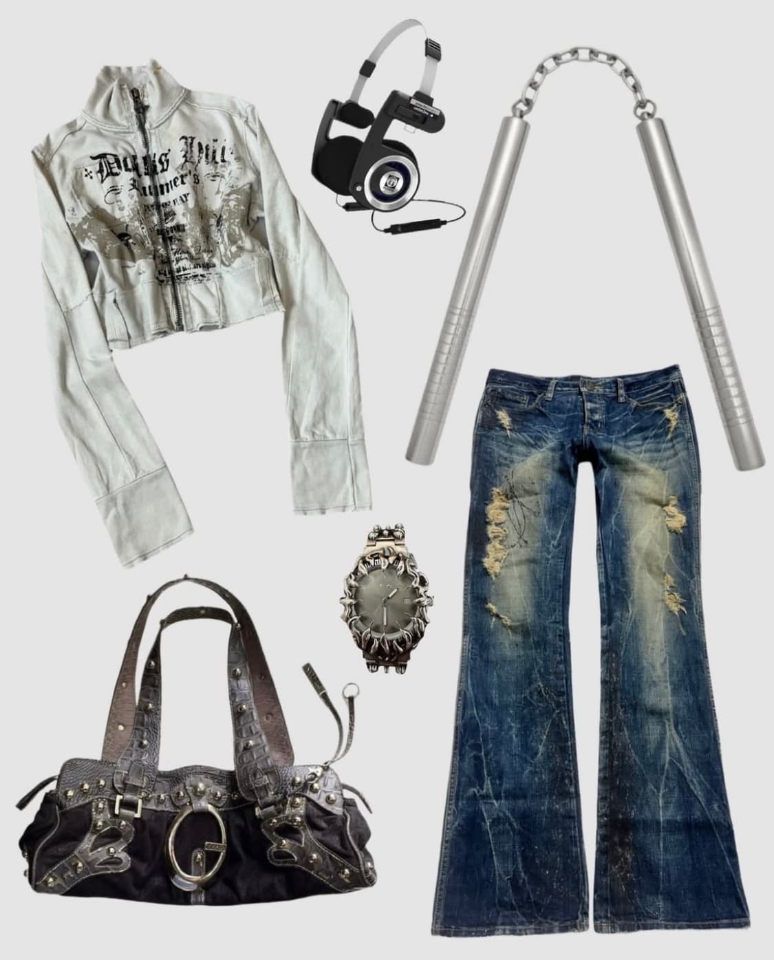 Salvage Crop Grunge Detail Zipup 상품이미지1