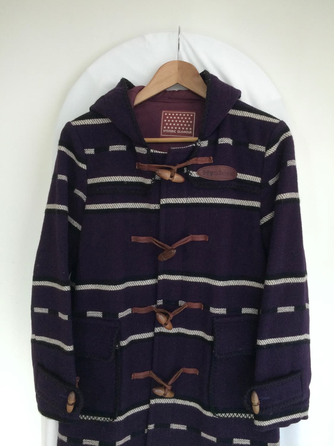 히스테릭 글래머 아카이브 소 가죽 카우 스킨 패치 포인트 누빔 더플 코트 상품이미지2