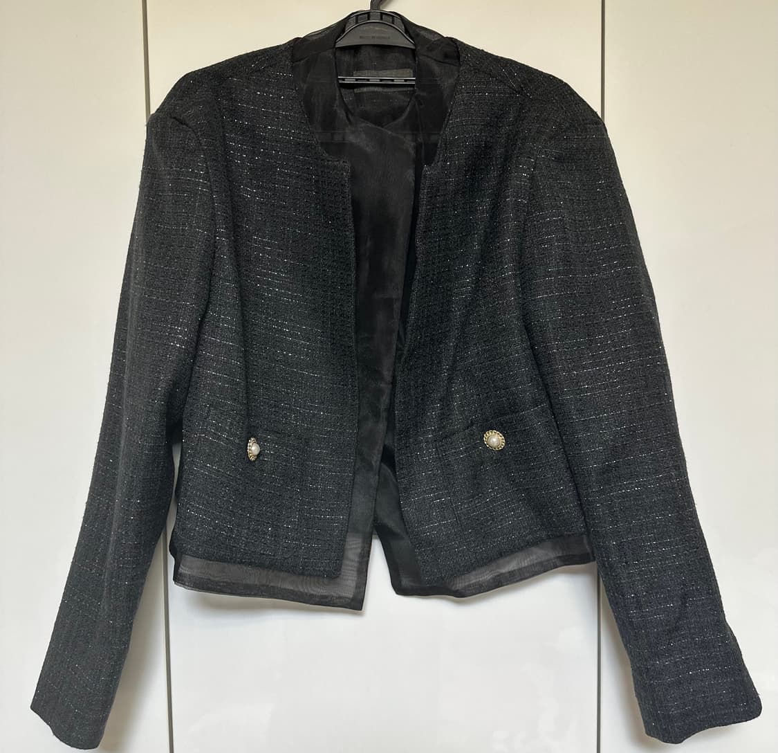 블랙 트위드 오간자노카라 자켓 상품이미지1