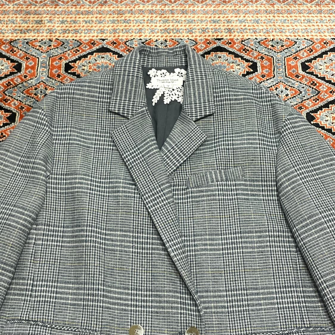 썰스데이아일랜드 파스텔그린 체크 오버핏 블레이저 자켓 여성M 상품이미지3