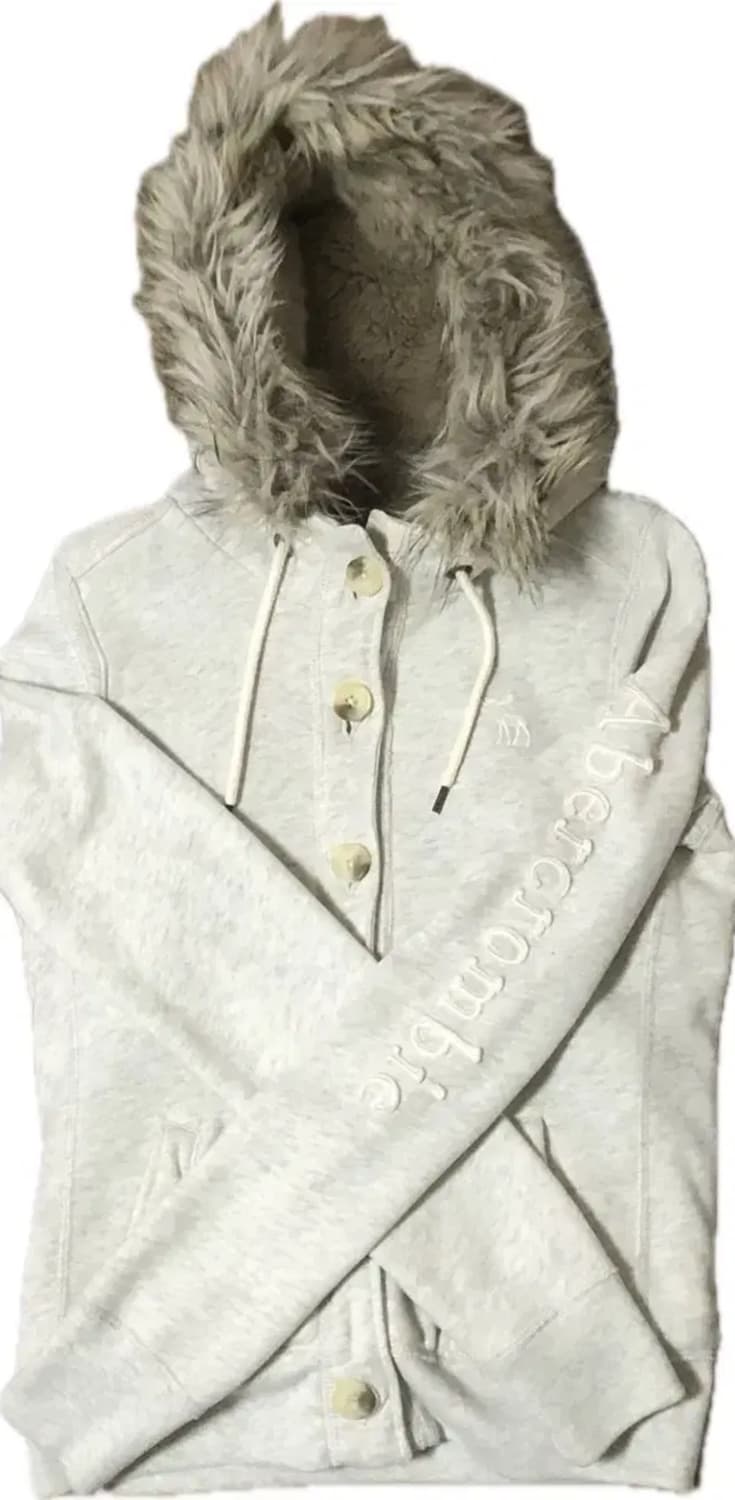 아베크롬비 퍼 후드 단추 아우터 울프죠 상품이미지1