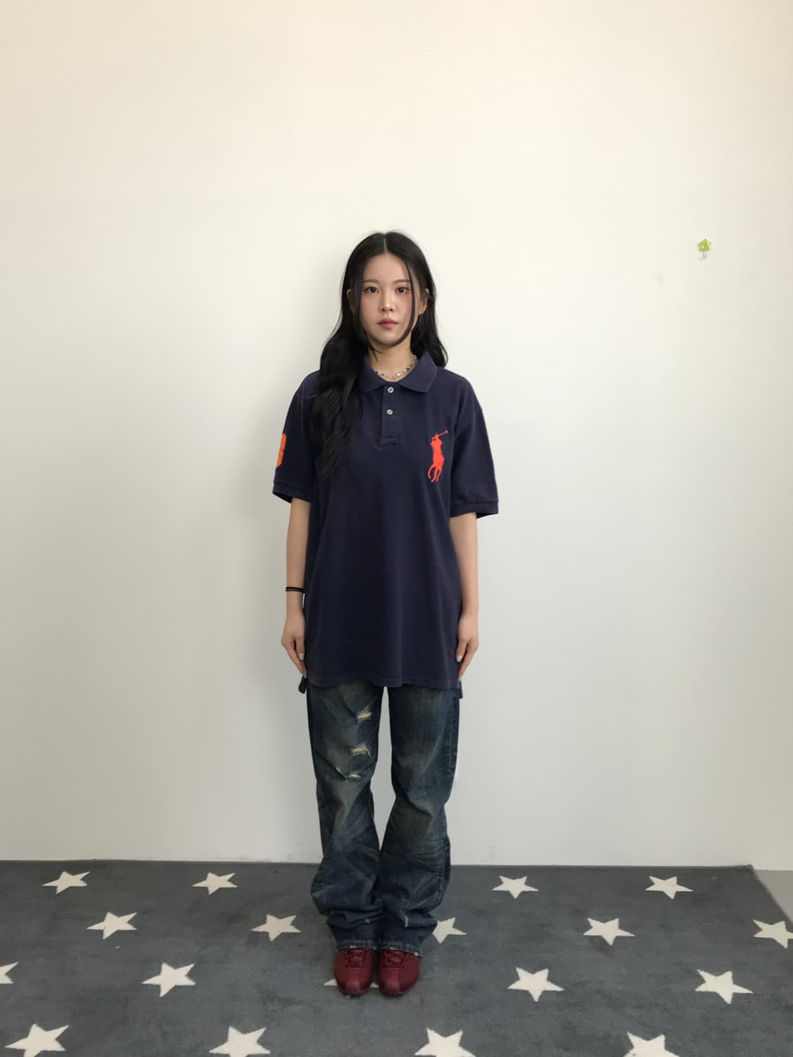 Polo Big Pony Navy Orange Polo Shirt 상품이미지1