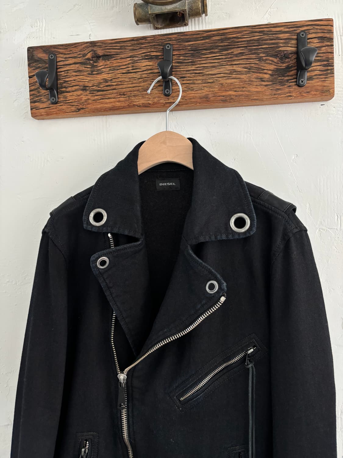 Diesel 디젤 블랙 코튼 라이더 자켓 상품이미지6
