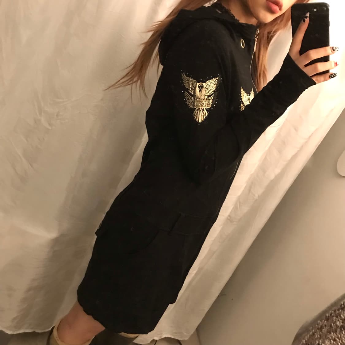 Vintage 고스펑크 고딕 갸루 큐빅 날개 후드집업 상품이미지3