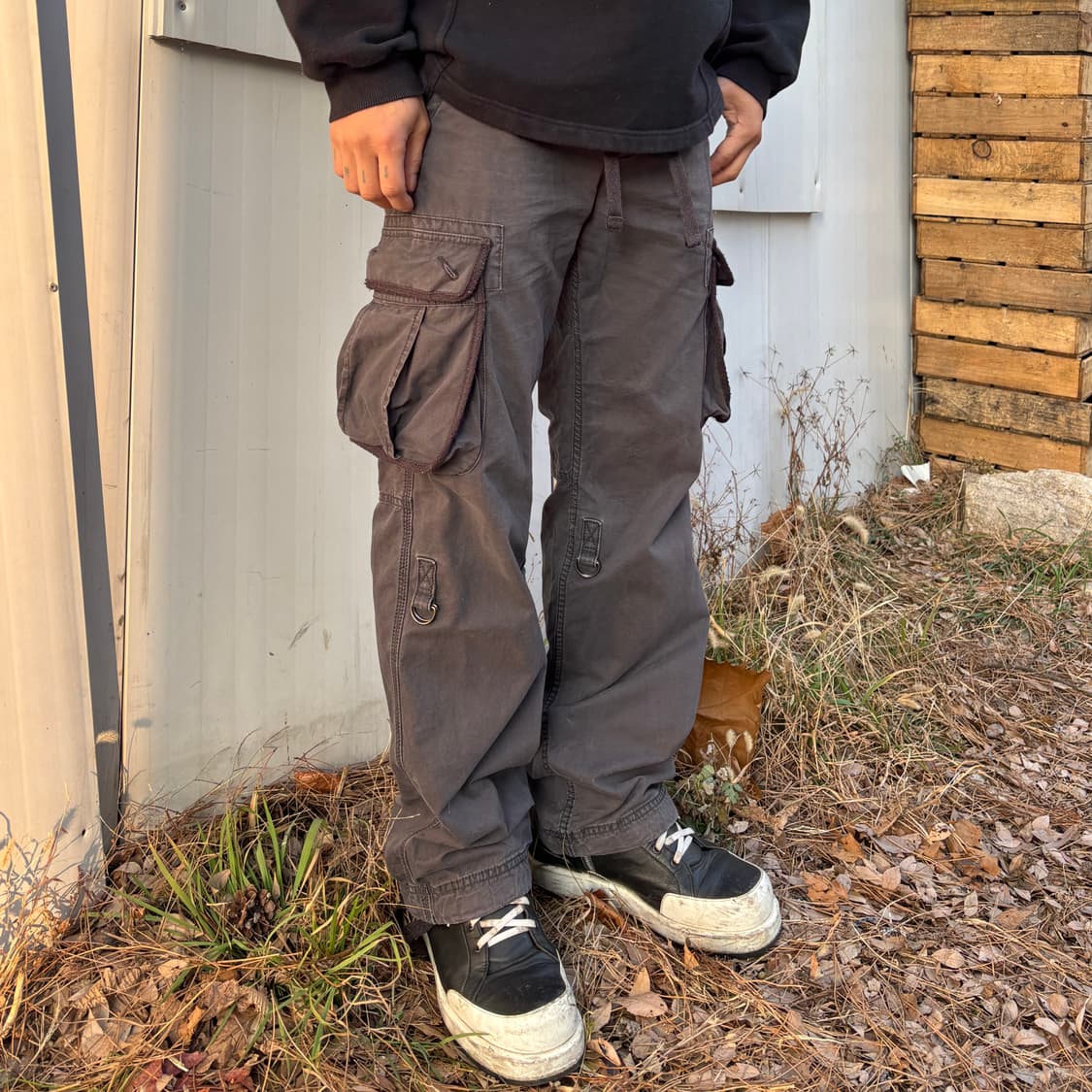 빈티지 차콜 그레이 멀티 포켓 카고 팬츠 상품이미지3