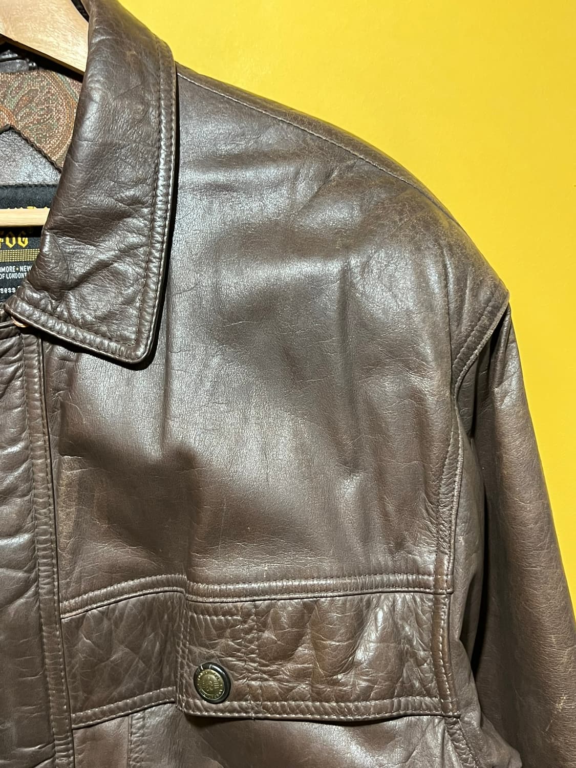 90s [95] 런던포그 소가죽 빈티지 블루종 가죽자켓 상품이미지2