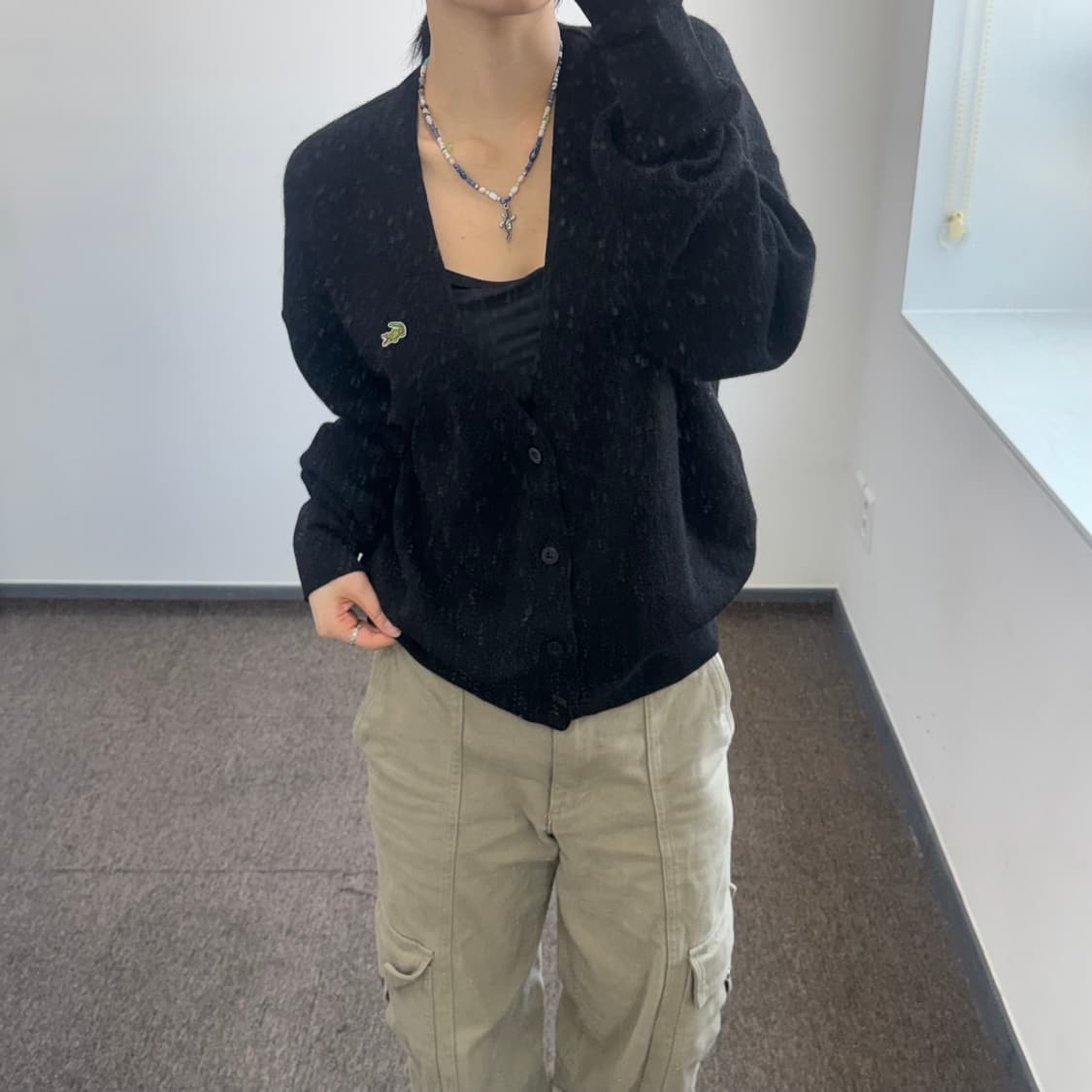 Lacoste 라코스테 스몰로고 블랙 니트 가디건 상품이미지2