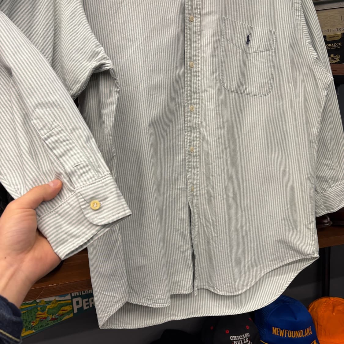 90s 폴로 랄프로렌 빅셔츠 라인 스트라이프 옥스포드 셔츠 N328 상품이미지4