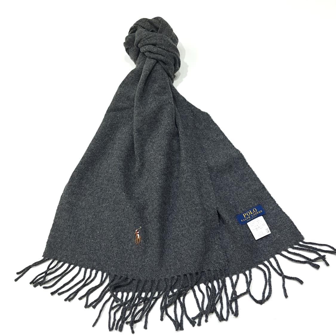 MX454 폴로 이태리판 울 포니자수 그레이 머플러 목도리 상품이미지2