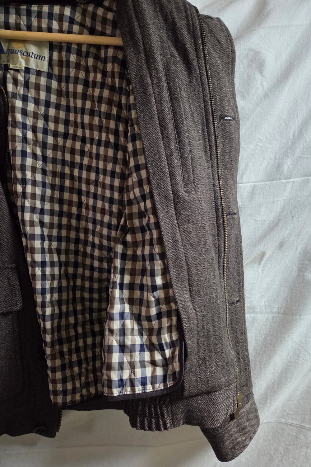 아쿠아스큐텀 헤링본 울 블루종 자켓 M 상품이미지3