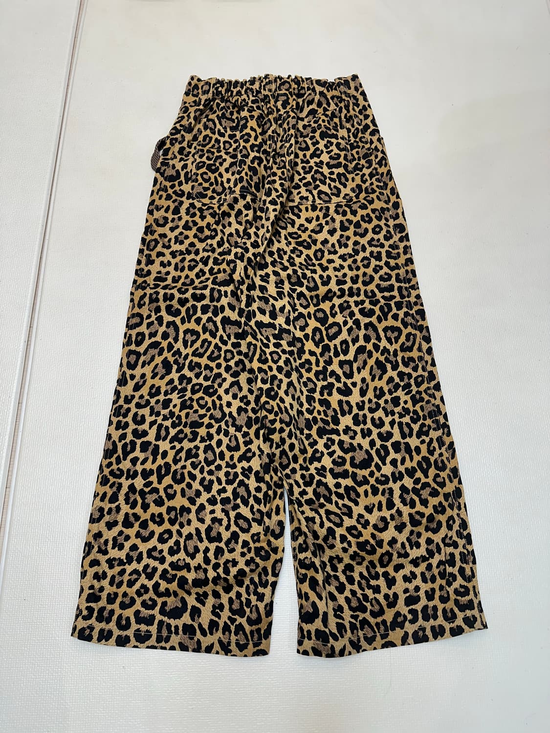 캐피탈 코튼 헤링본 레오파드 프린트 더블니 이지 배기 팬츠 브라운 상품이미지4