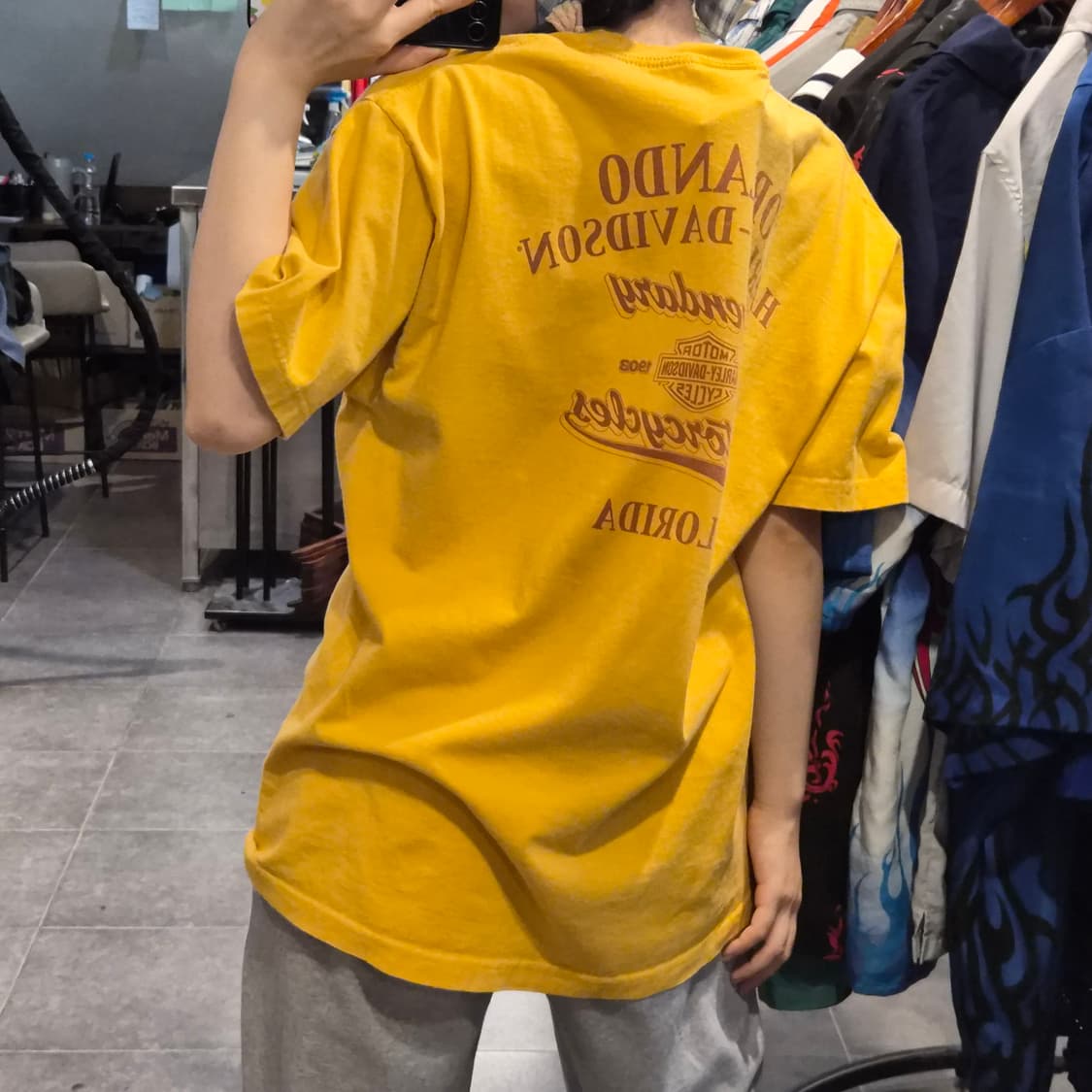 [NO.9] 할리 데이비슨 레터링 반팔 티셔츠 옐로우 상품이미지4