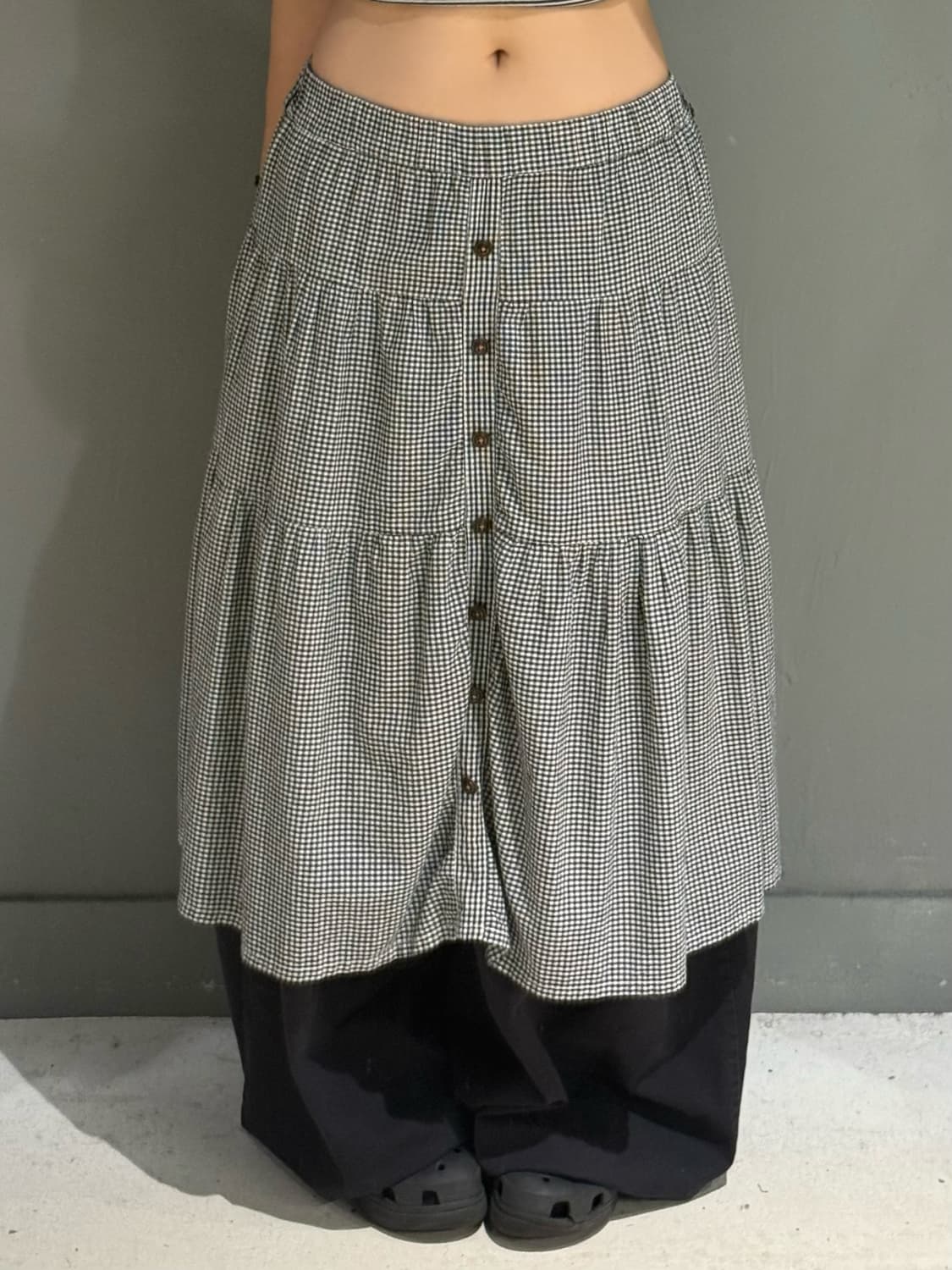 check pattern button-up skirt 상품이미지2