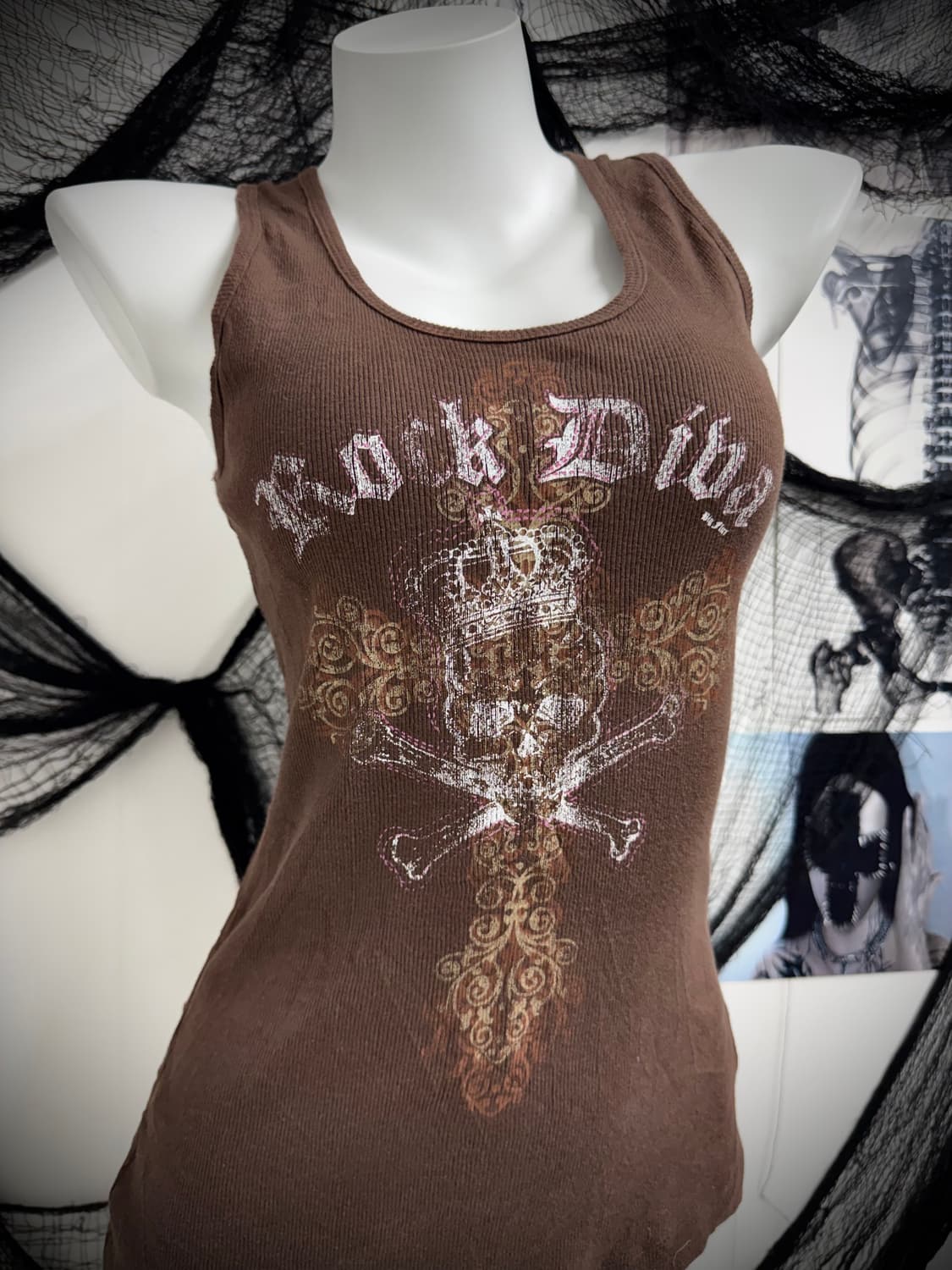 Grunge skull printing lace sleeveless 상품이미지2