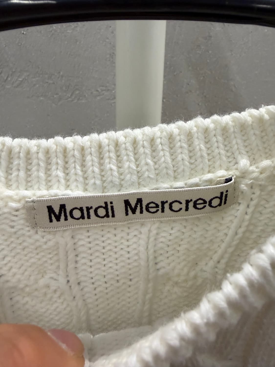 마르디 메크르디 케이블 니트 반팔 아이보리 FREE 상품이미지3