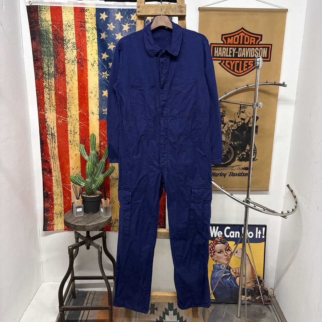 80~90s 프렌치 워크웨어 코튼트윌 커버올 점프수트  N955 상품이미지1