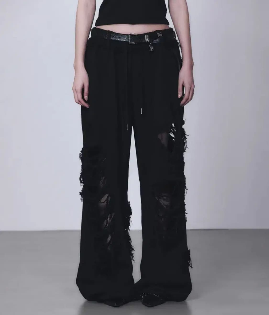 트리밍버드 스크레치 데미지 와이드 스웻 팬츠  상품이미지1