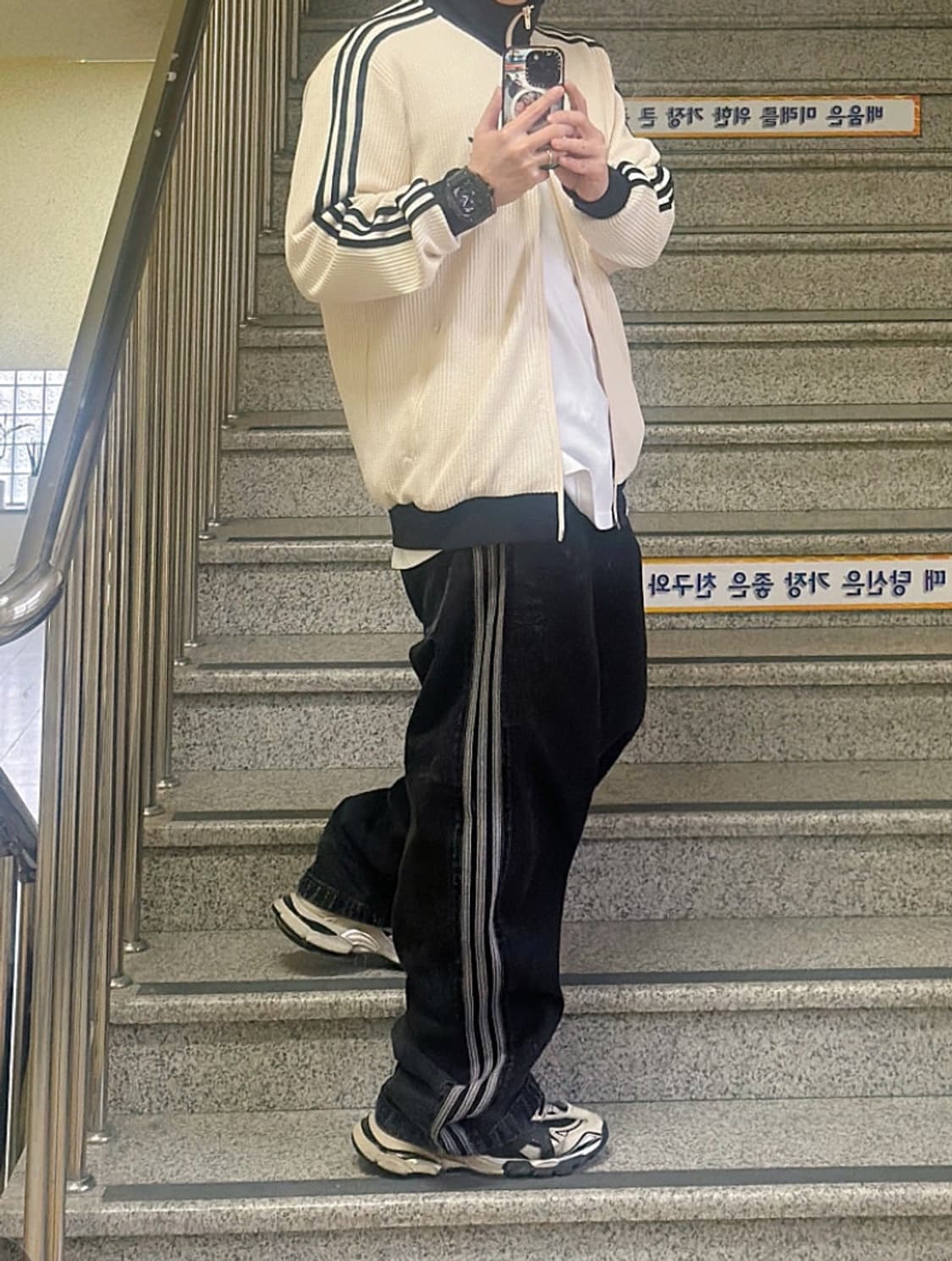 [36] 아다다스 아디컬러 데님 파이어버드 팬츠 트루 블랙데님 새상품 상품이미지2