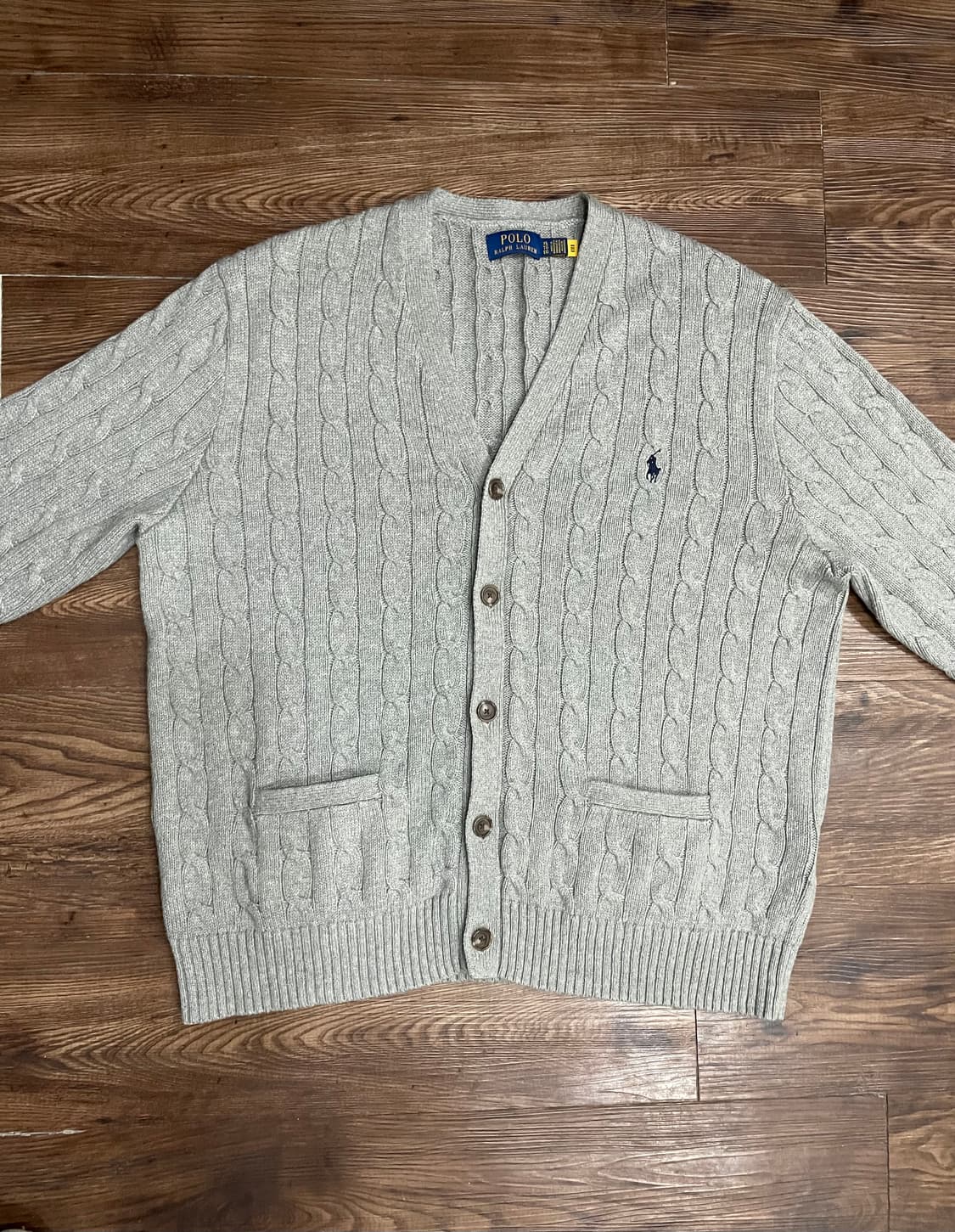 폴로 랄프로렌 케이블 니트 코튼 가디건 그레이 상품이미지2