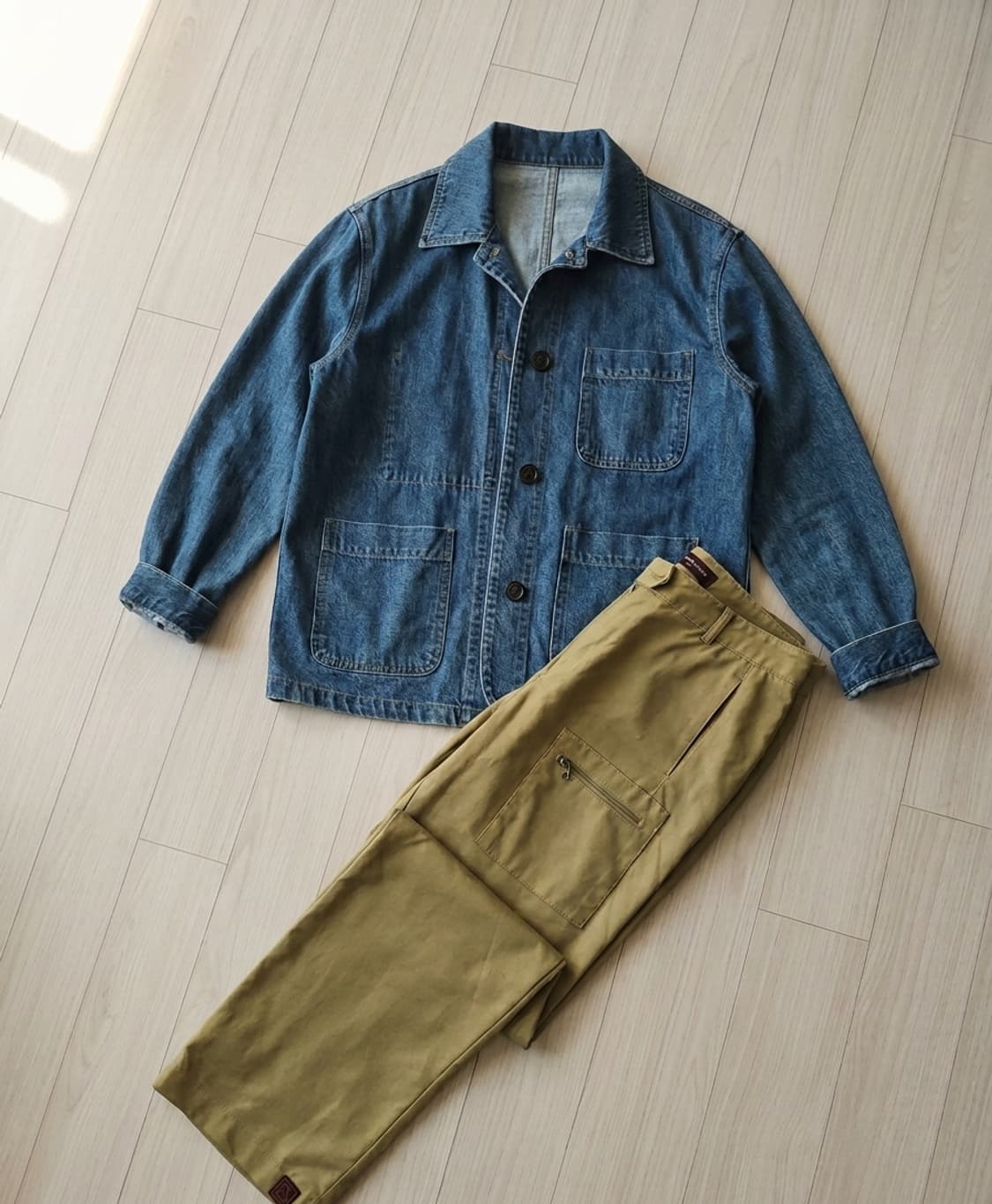 [Petit France] 유니크한 지퍼 포켓 와이드 팬츠 (카키/사이즈 상품이미지1